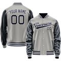Personalized Gray & Navy Solid Color Varsity Letterman Jacket