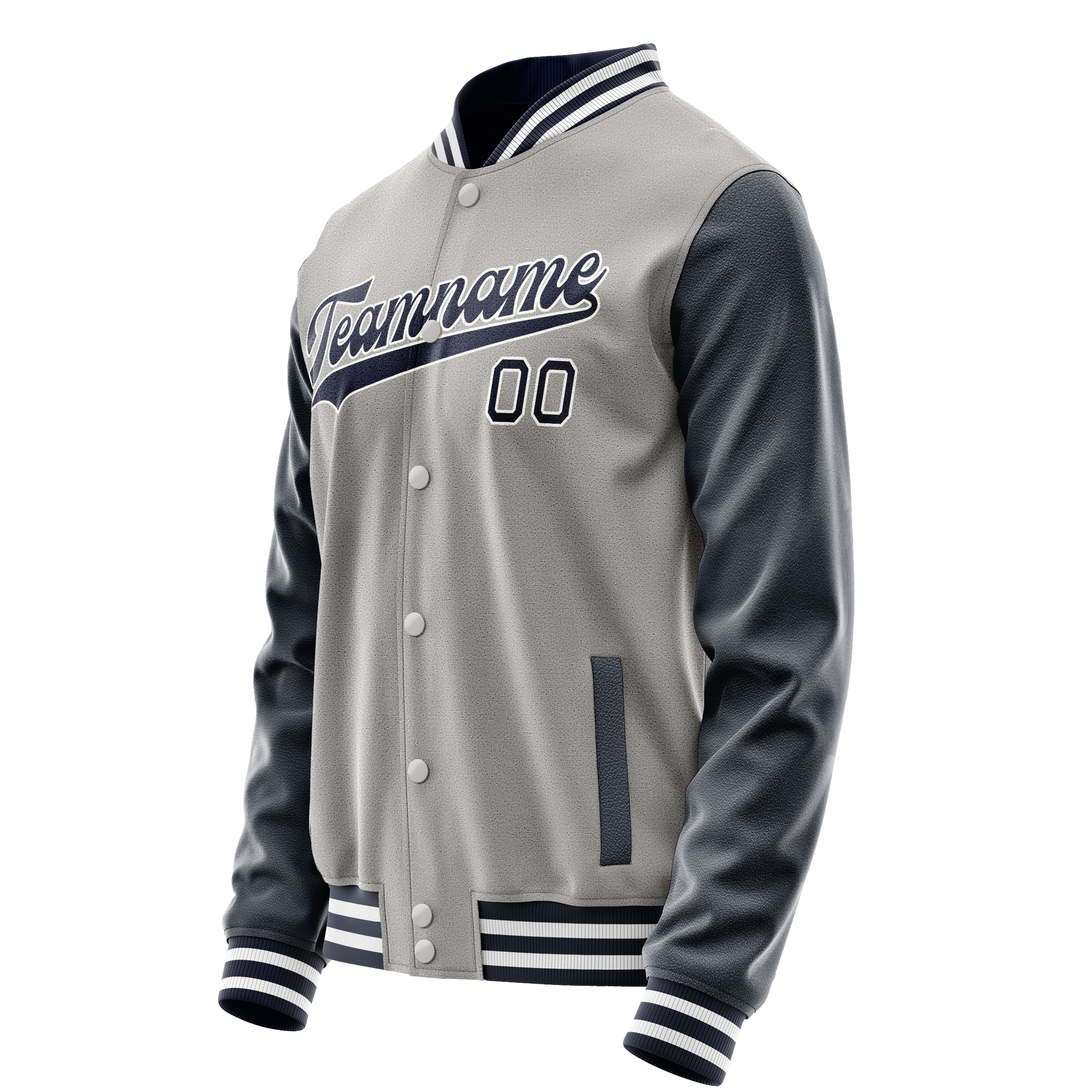 Personalized Gray & Navy Solid Color Varsity Letterman Jacket