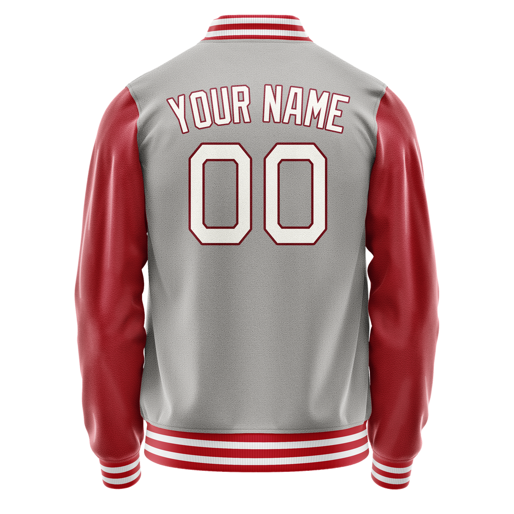 Personalized Gray & Texas-Orange Solid Color Varsity Letterman Jacket