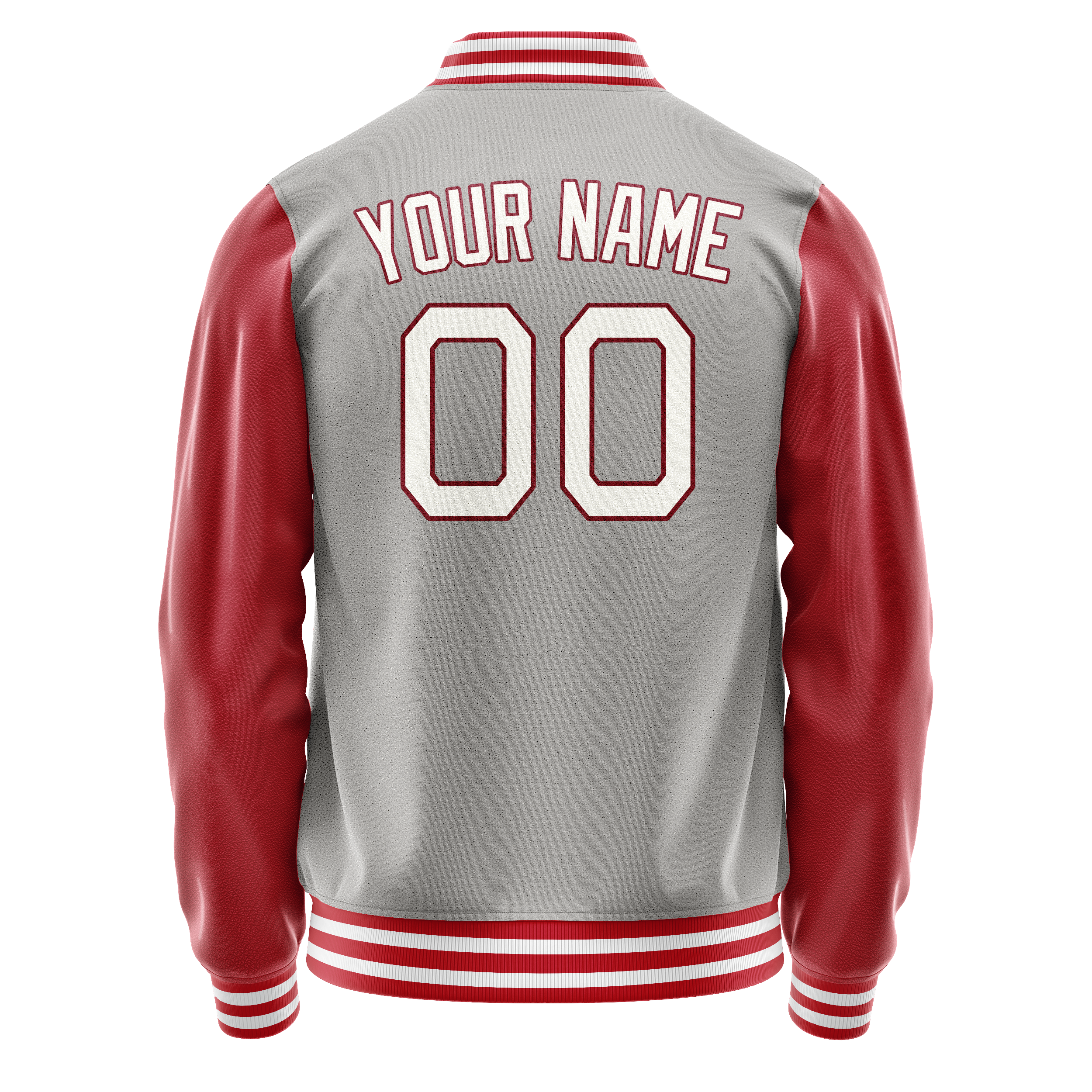 Personalized Gray & Texas-Orange Solid Color Varsity Letterman Jacket