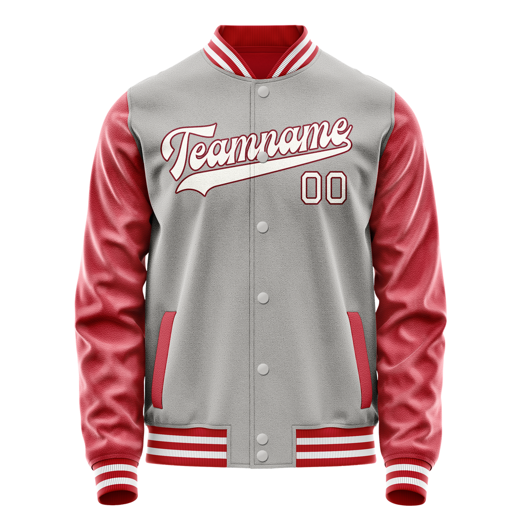 Personalized Gray & Texas-Orange Solid Color Varsity Letterman Jacket