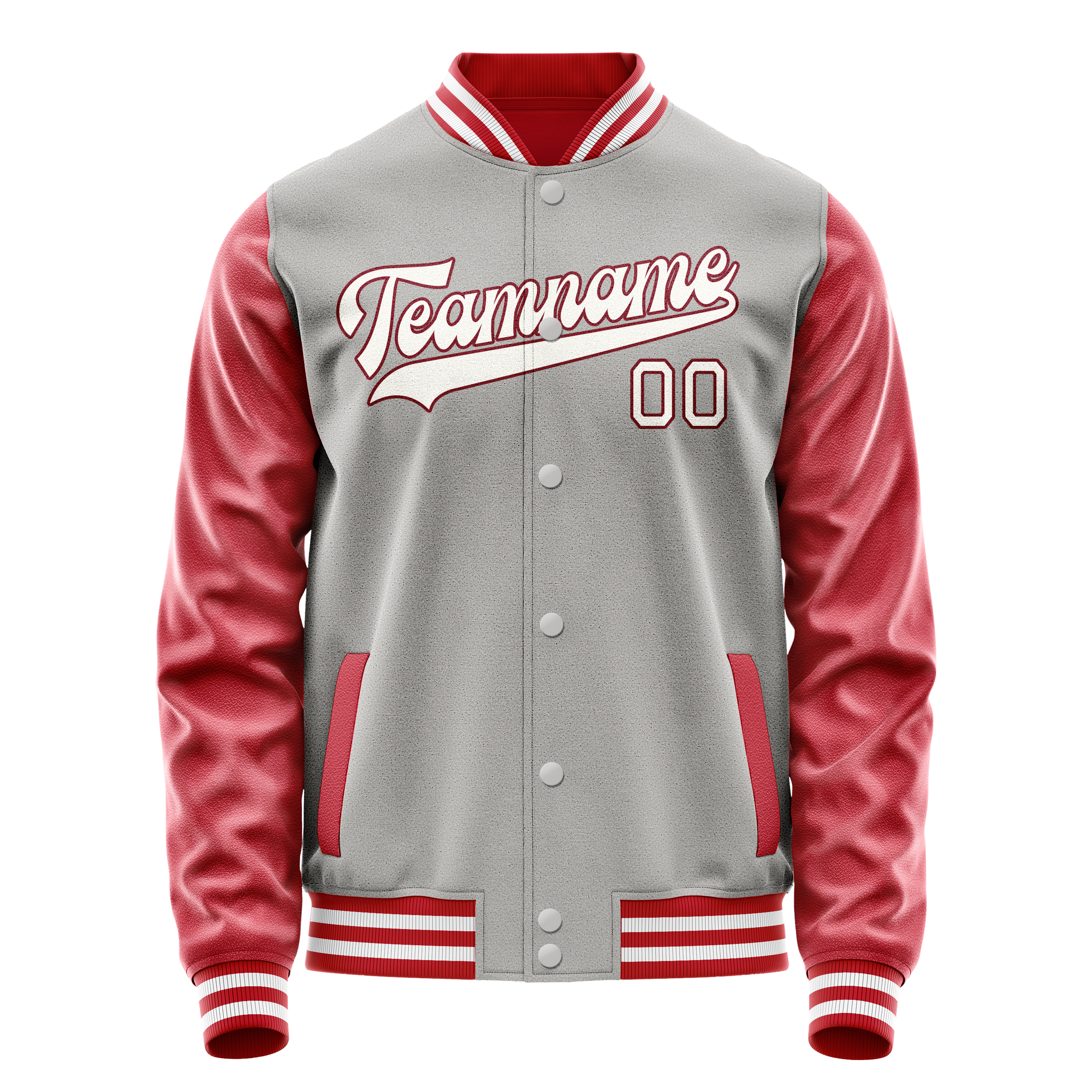 Personalized Gray & Texas-Orange Solid Color Varsity Letterman Jacket