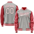 Personalized Gray & Texas-Orange Solid Color Varsity Letterman Jacket