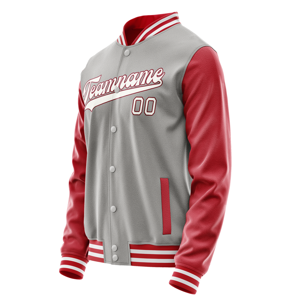 Personalized Gray & Texas-Orange Solid Color Varsity Letterman Jacket