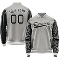 Personalized Gray & Black Solid Color Varsity Letterman Jacket