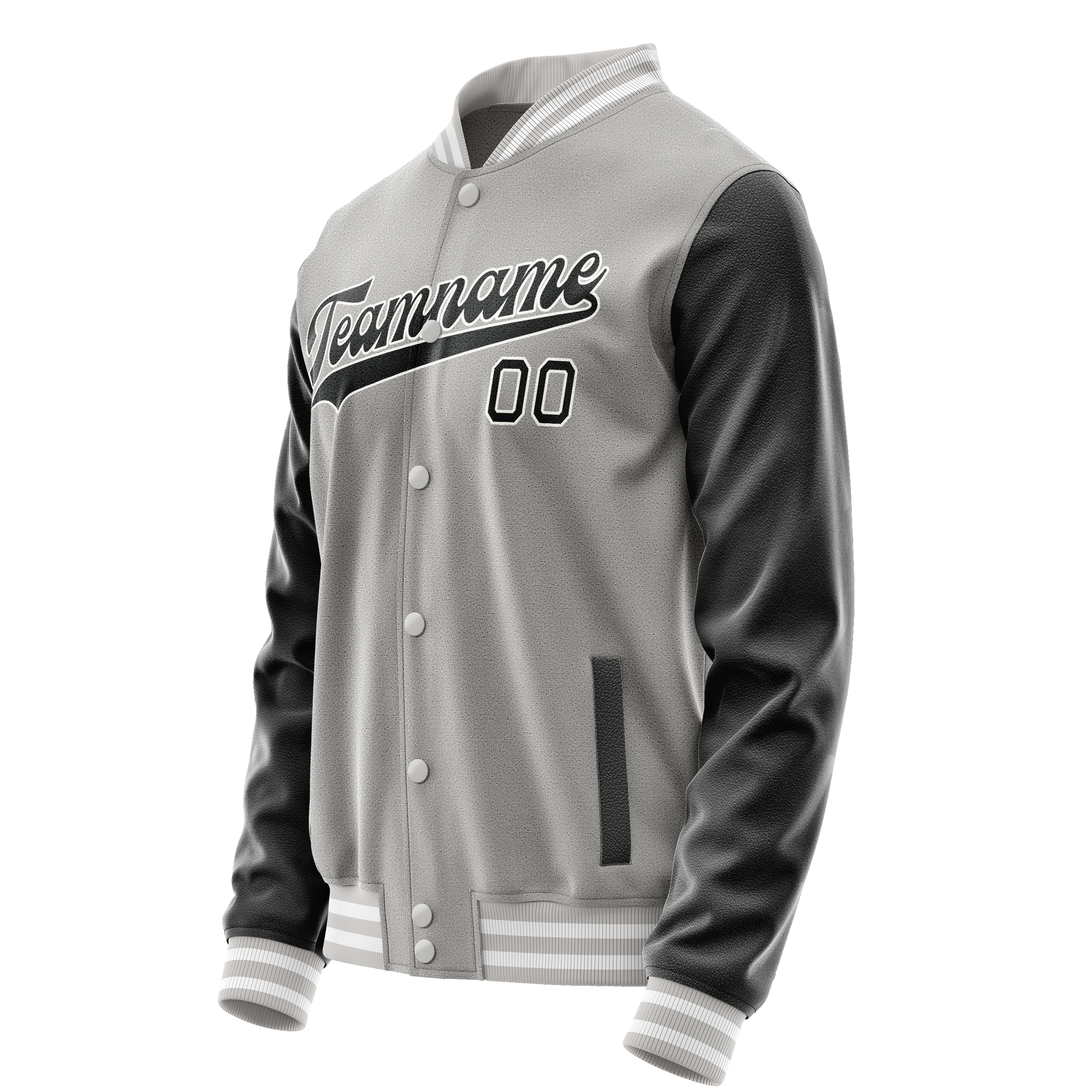 Personalized Gray & Black Solid Color Varsity Letterman Jacket