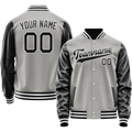 Personalized Gray & Black Solid Color Varsity Letterman Jacket