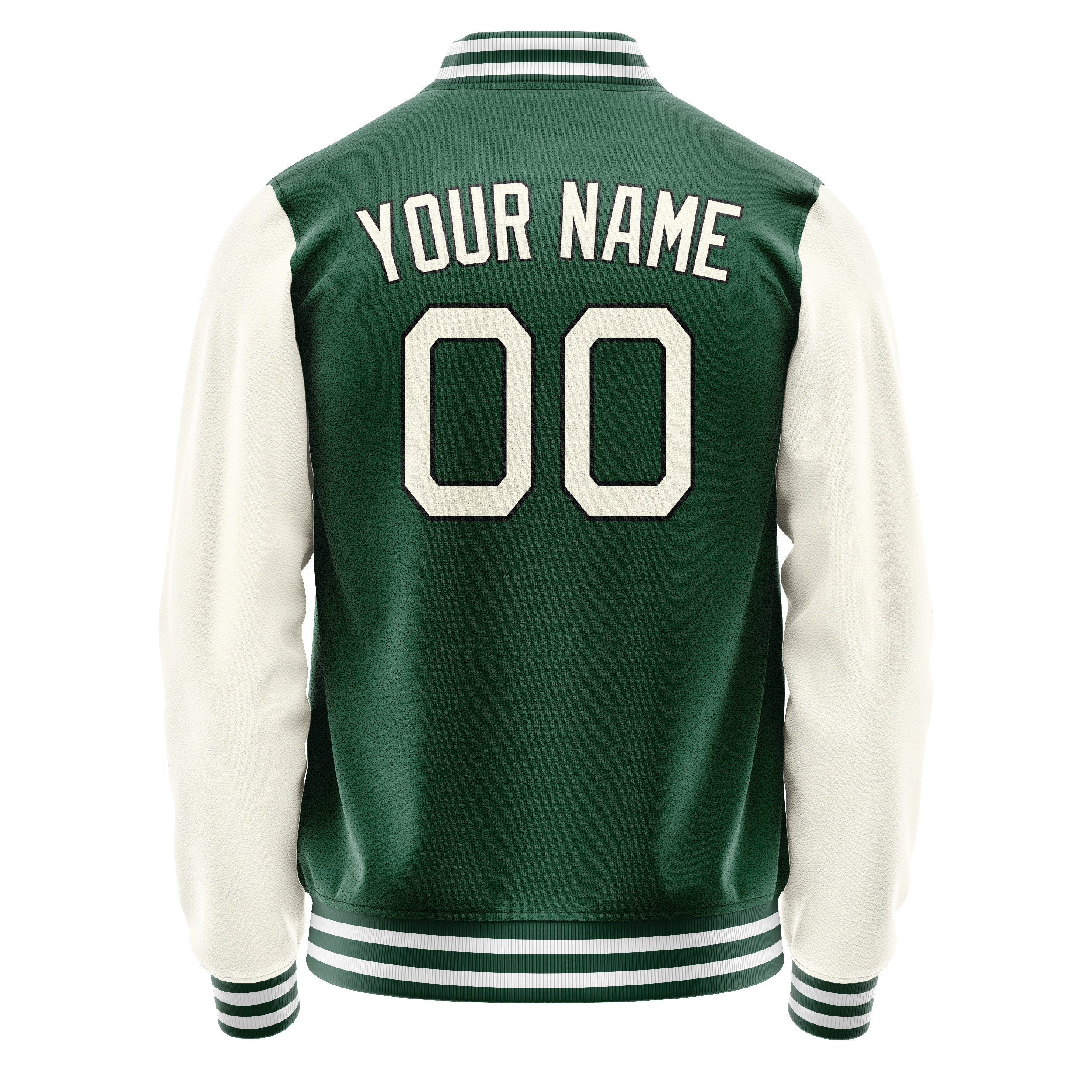 Personalized Green & Cream Solid Color Varsity Letterman Jacket