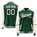 Personalized Green & Cream Solid Color Varsity Letterman Jacket