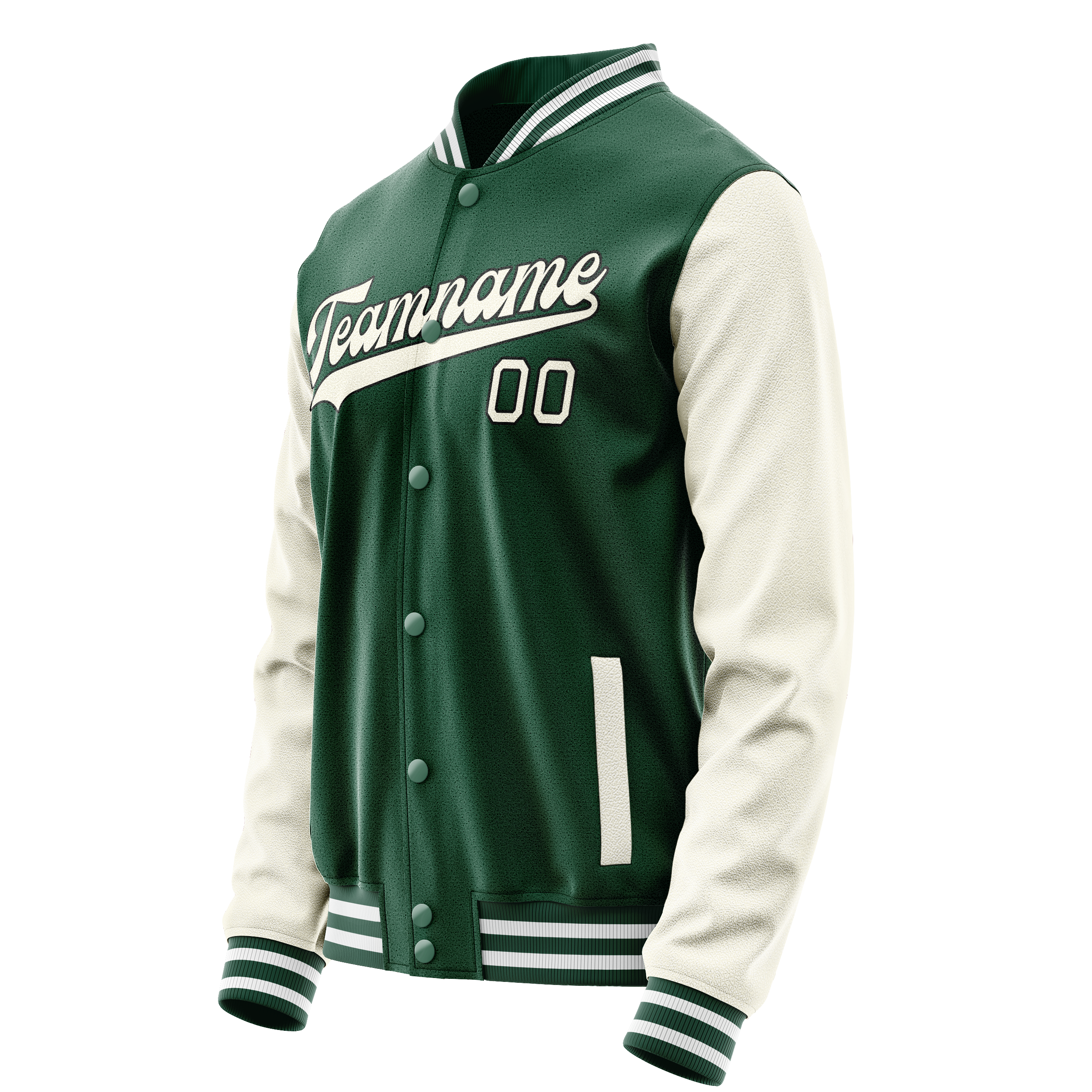 Personalized Green & Cream Solid Color Varsity Letterman Jacket