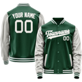 Personalized Green & Gray Solid Color Varsity Letterman Jacket