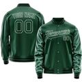 Personalized Green & White Solid Color Varsity Letterman Jacket