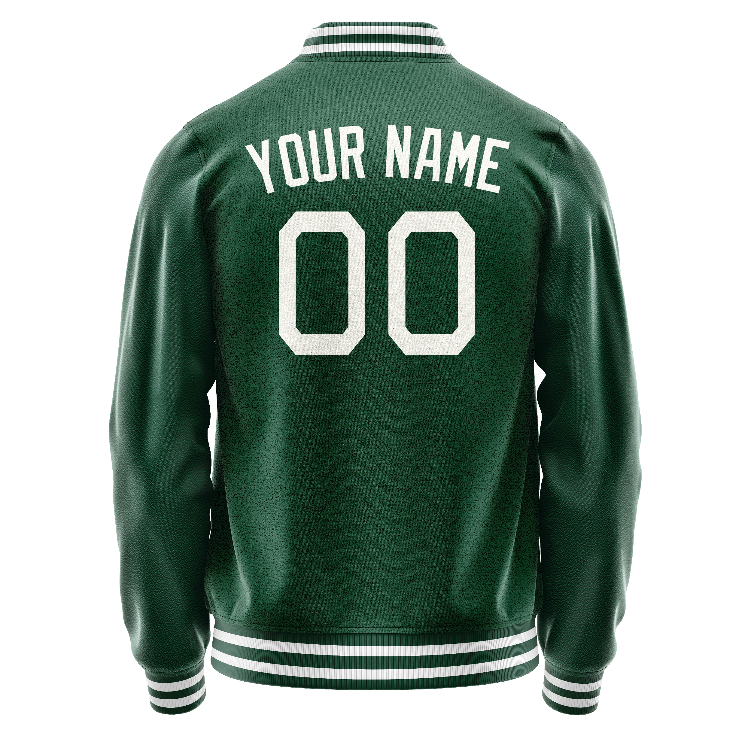 Personalized Green & Gray Solid Color Varsity Letterman Jacket