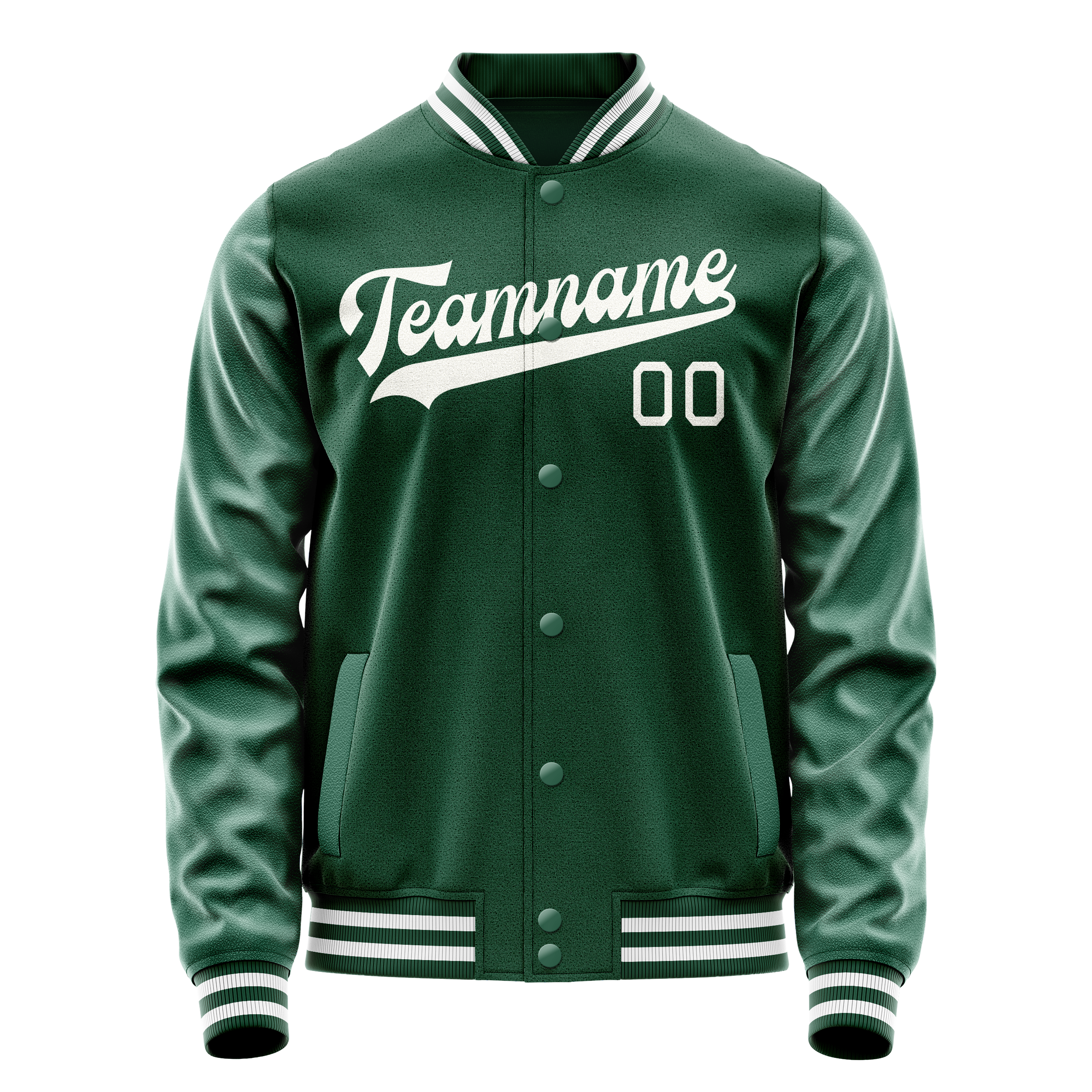 Personalized Green & Gray Solid Color Varsity Letterman Jacket