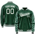 Personalized Green & Gray Solid Color Varsity Letterman Jacket