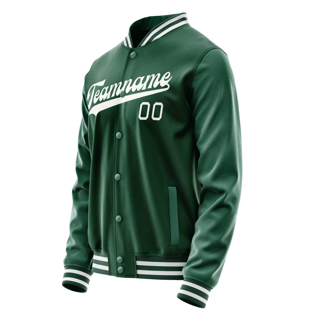 Personalized Green & Gray Solid Color Varsity Letterman Jacket