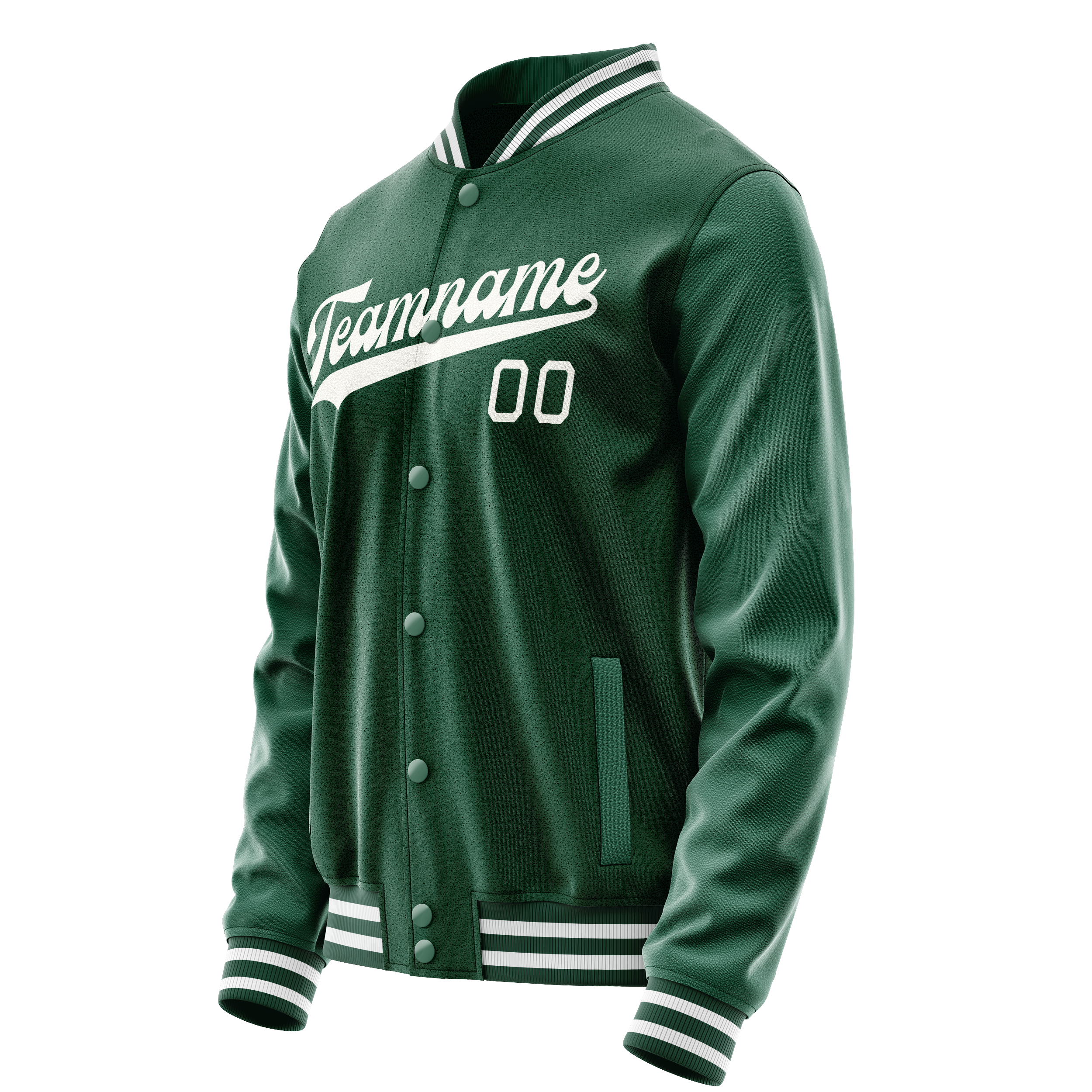 Personalized Green & Gray Solid Color Varsity Letterman Jacket