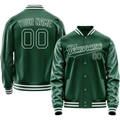 Personalized Green & White Solid Color Varsity Letterman Jacket
