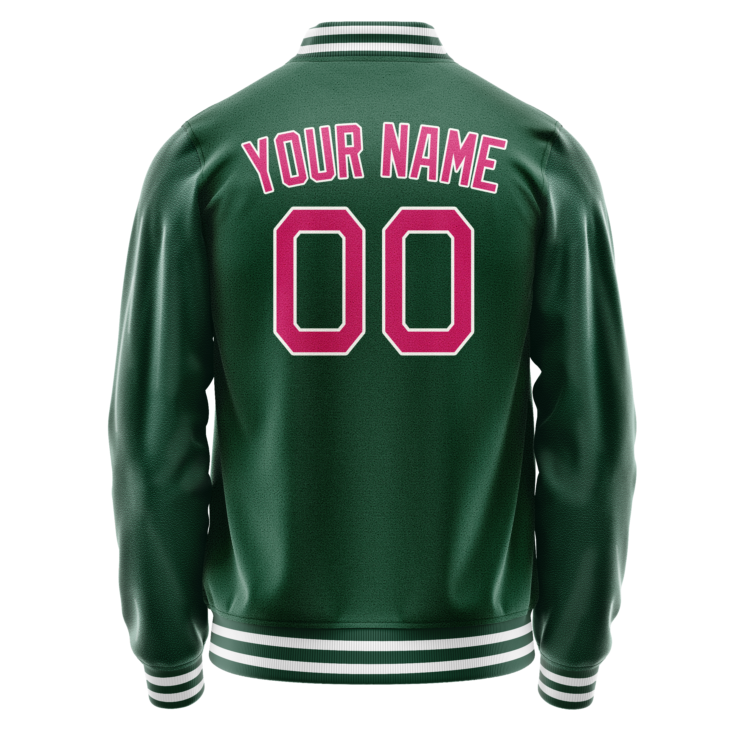 Personalized Green & Pink Solid Color Varsity Letterman Jacket