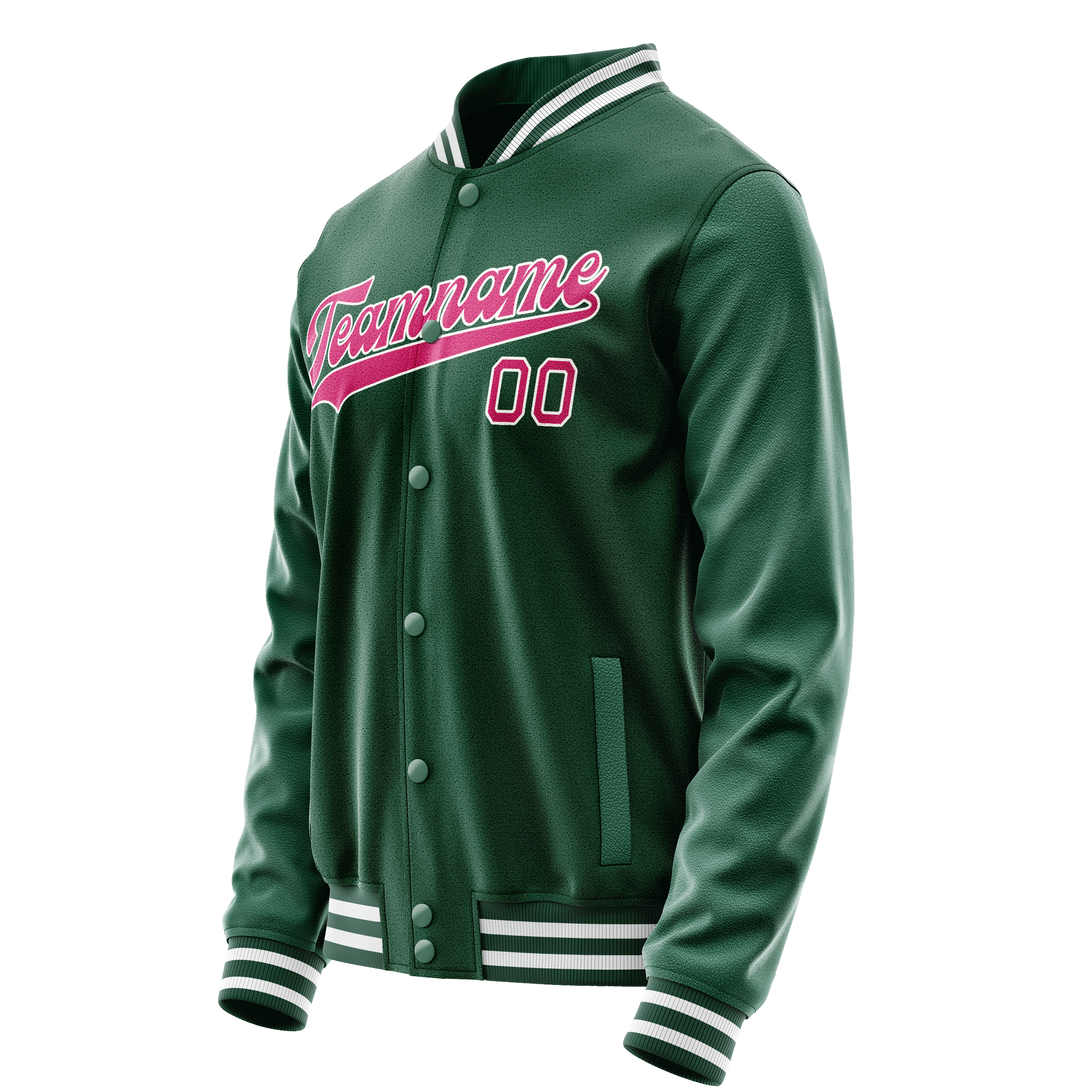 Personalized Green & Pink Solid Color Varsity Letterman Jacket