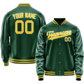 Personalized Green & Gold Solid Color Varsity Letterman Jacket