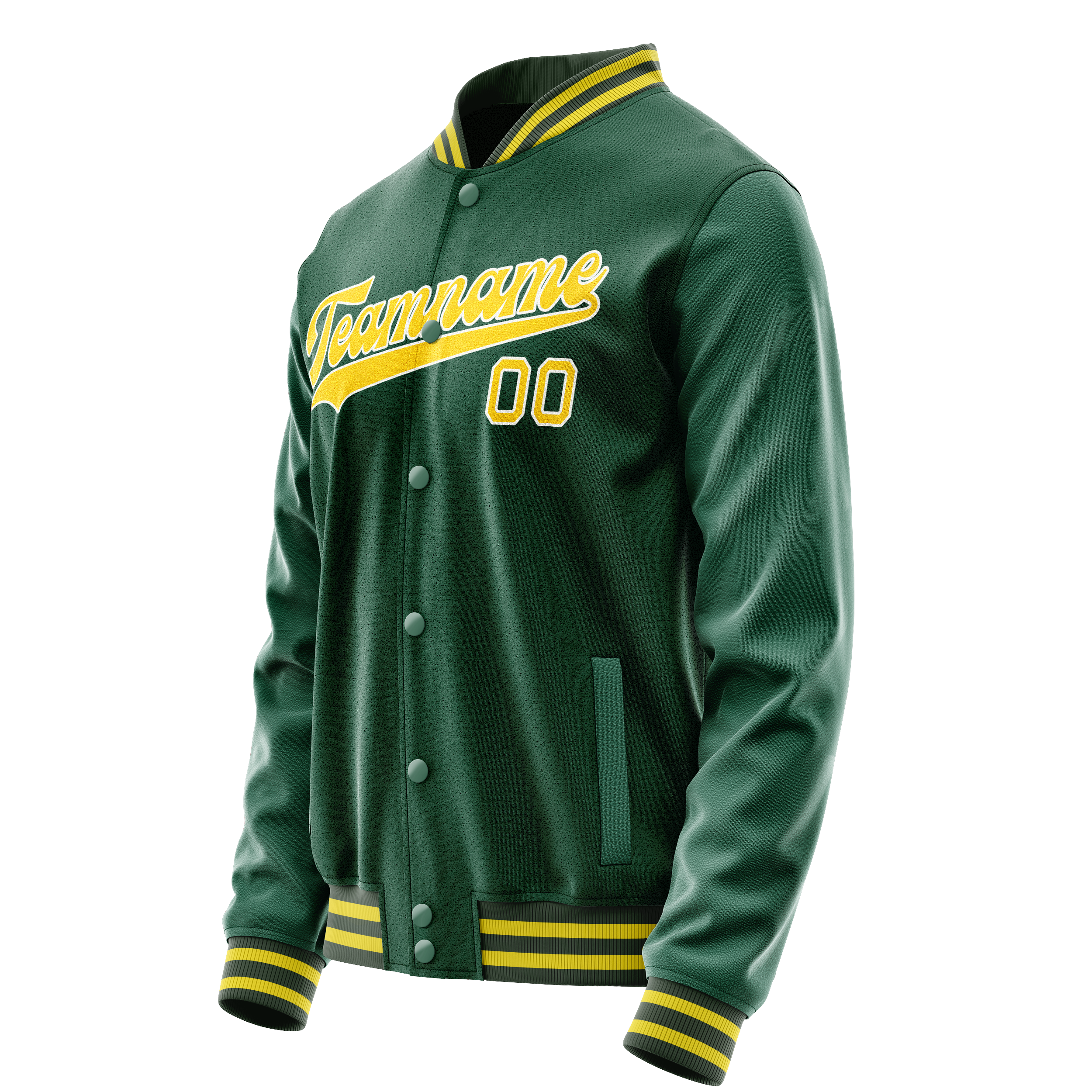 Personalized Green & Gold Solid Color Varsity Letterman Jacket