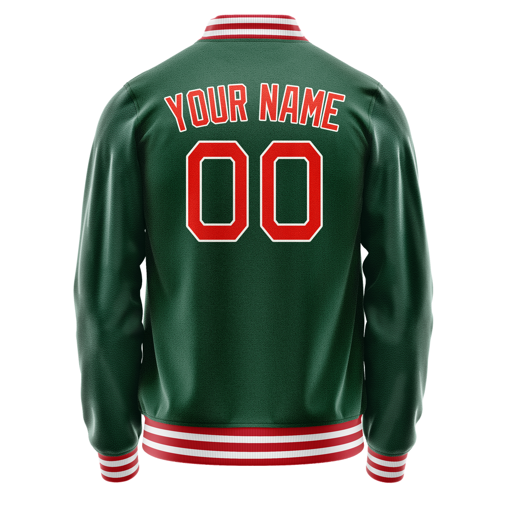 Personalized Green & Orange Solid Color Varsity Letterman Jacket