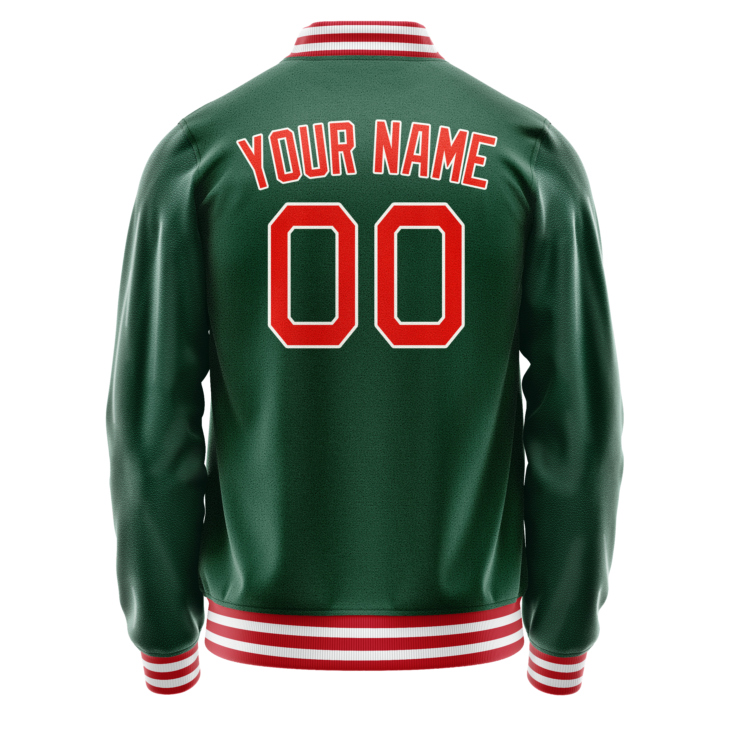 Personalized Green & Orange Solid Color Varsity Letterman Jacket