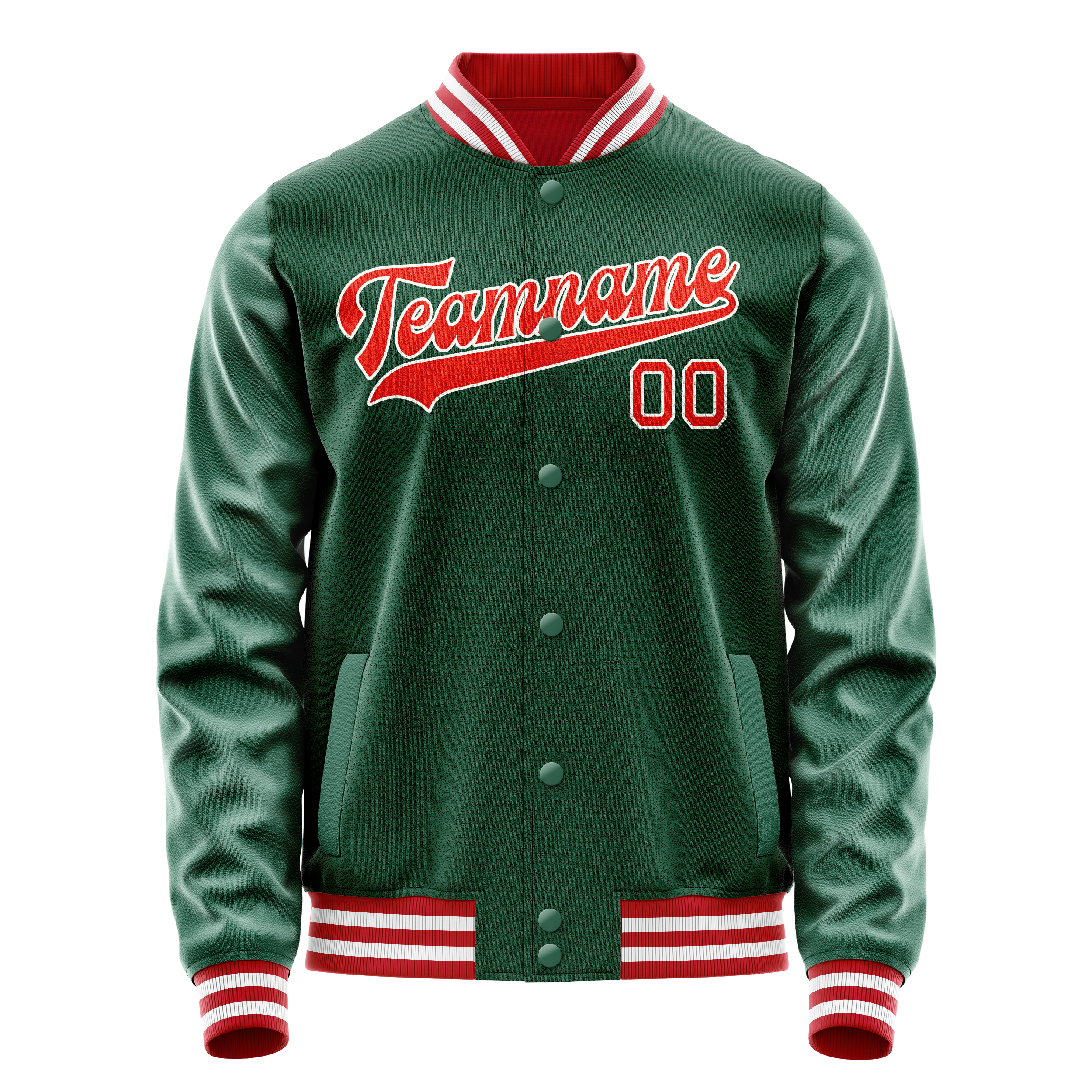 Personalized Green & Orange Solid Color Varsity Letterman Jacket