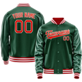 Personalized Green & Orange Solid Color Varsity Letterman Jacket