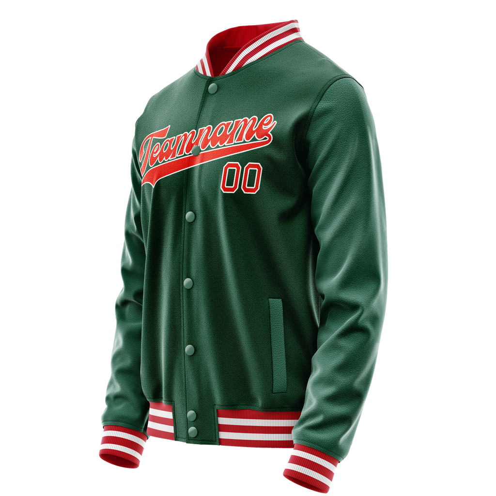 Personalized Green & Orange Solid Color Varsity Letterman Jacket