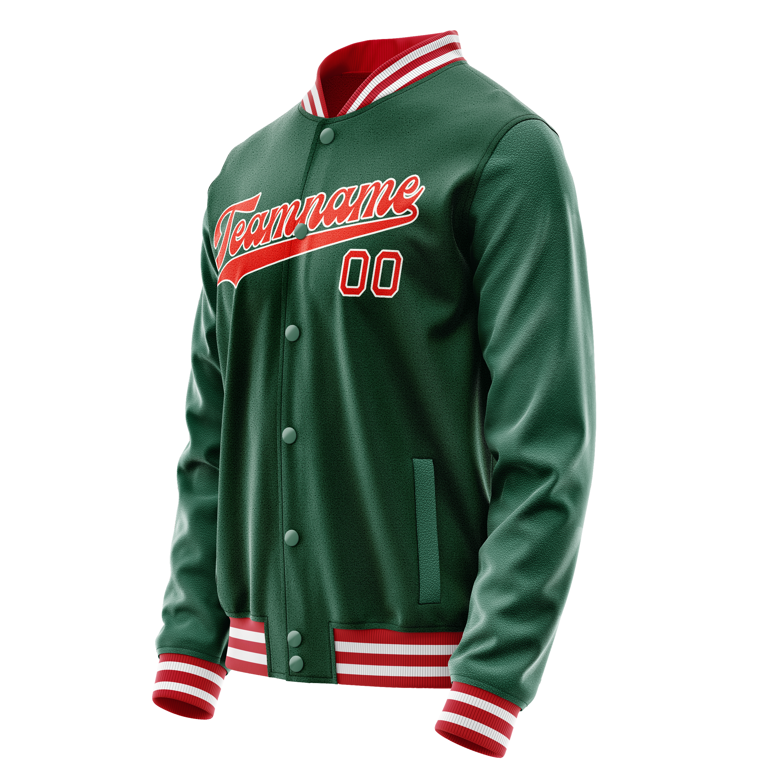 Personalized Green & Orange Solid Color Varsity Letterman Jacket