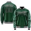 Personalized Green & Black Solid Color Varsity Letterman Jacket