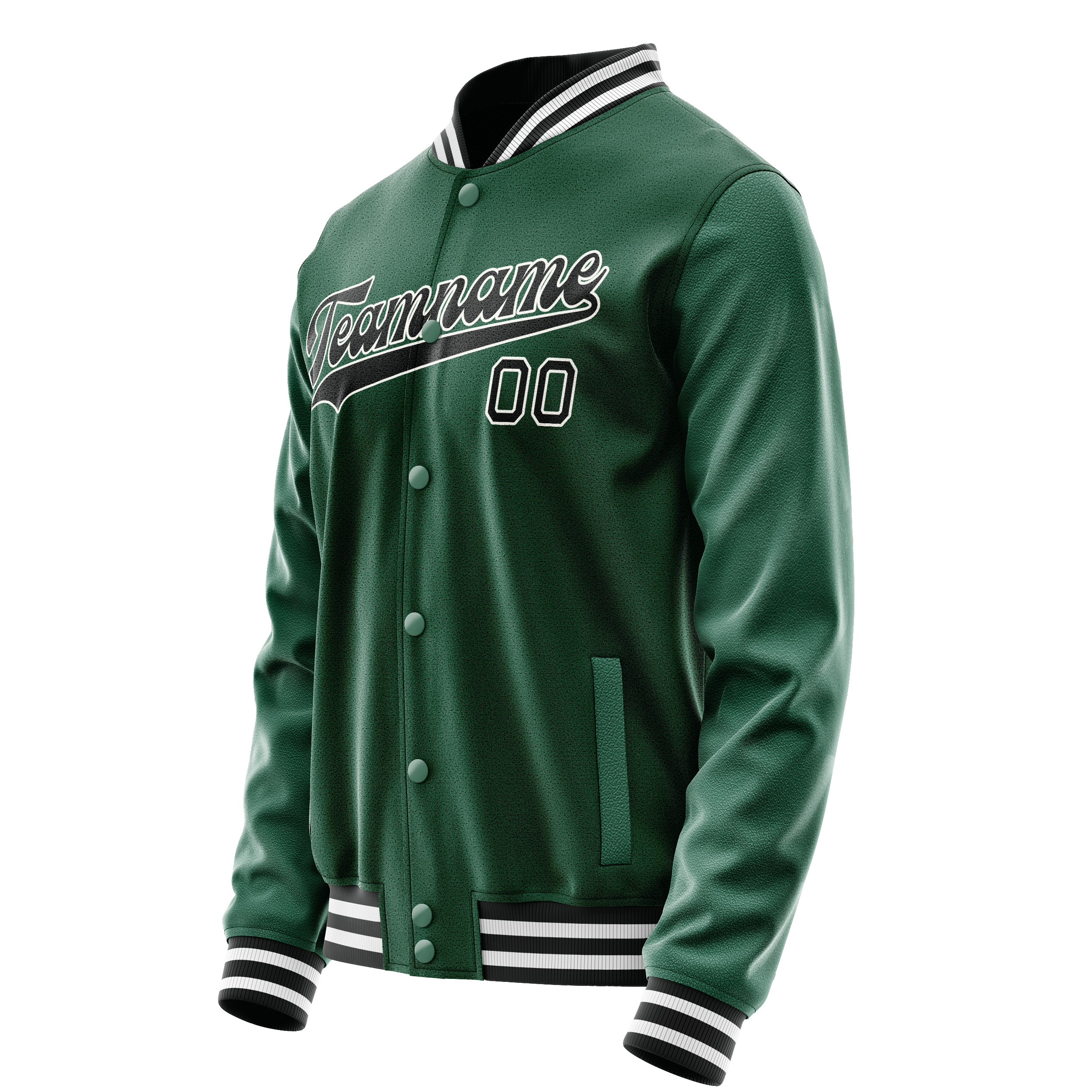 Personalized Green & Black Solid Color Varsity Letterman Jacket