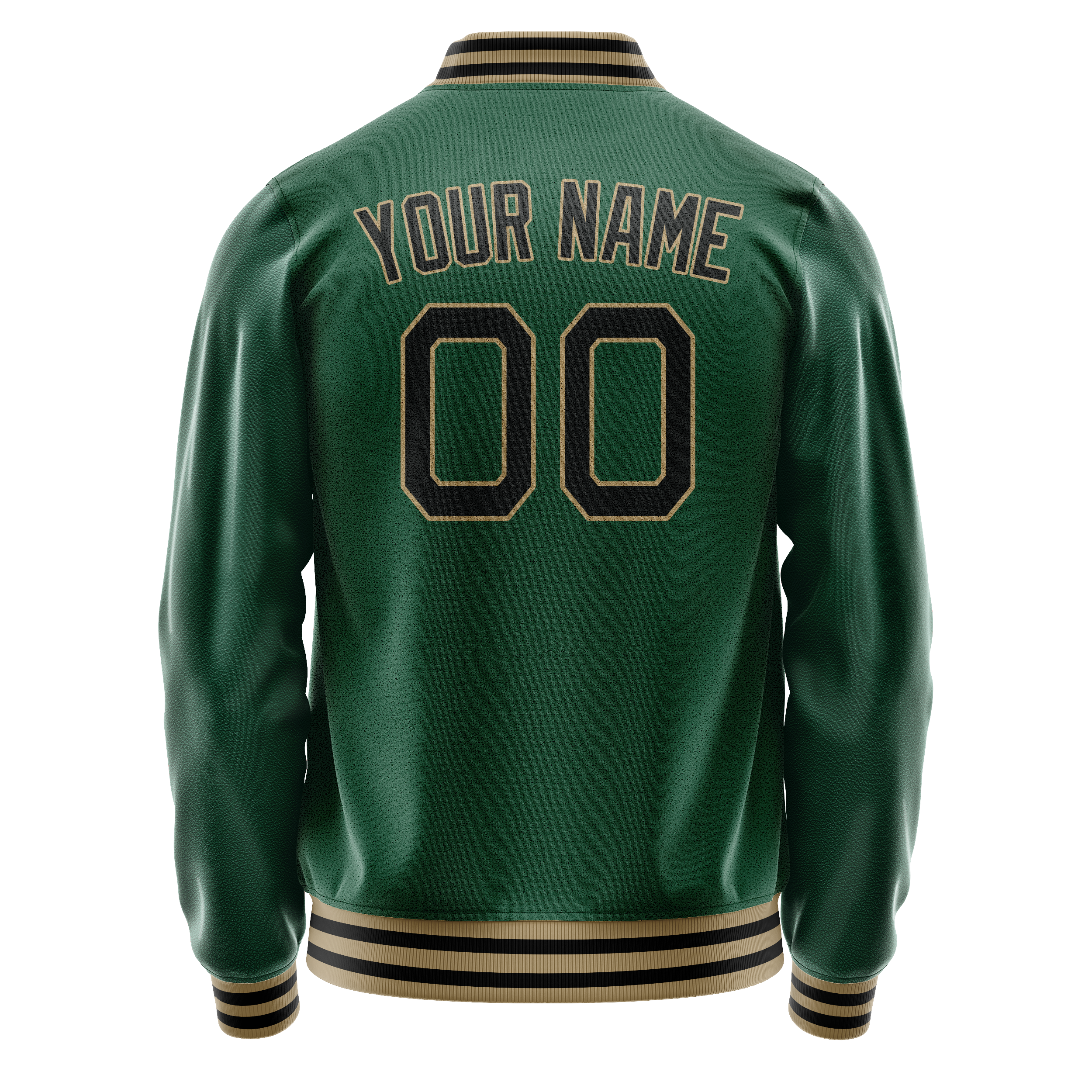 Personalized Green & Black Solid Color Varsity Letterman Jacket