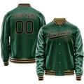 Personalized Green & Black Solid Color Varsity Letterman Jacket