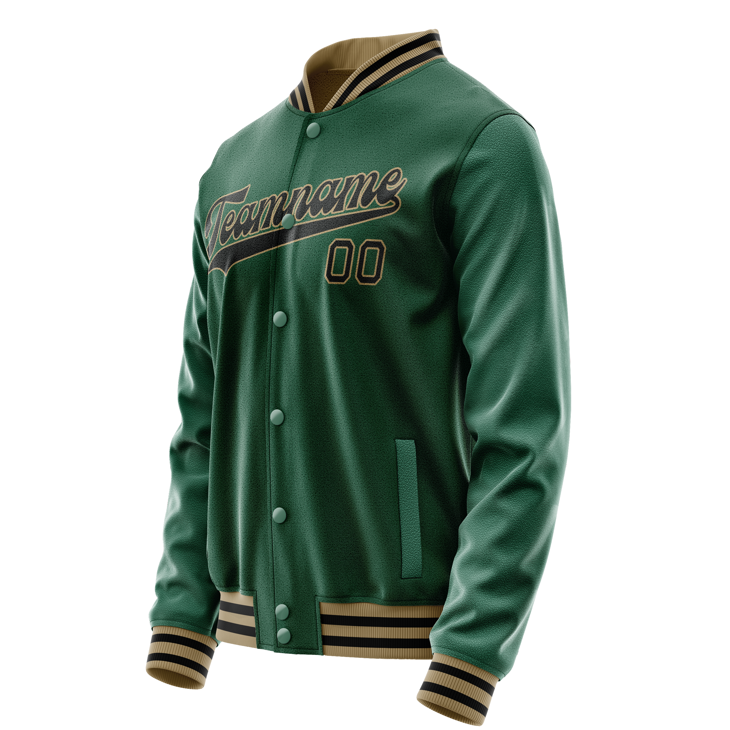 Personalized Green & Black Solid Color Varsity Letterman Jacket