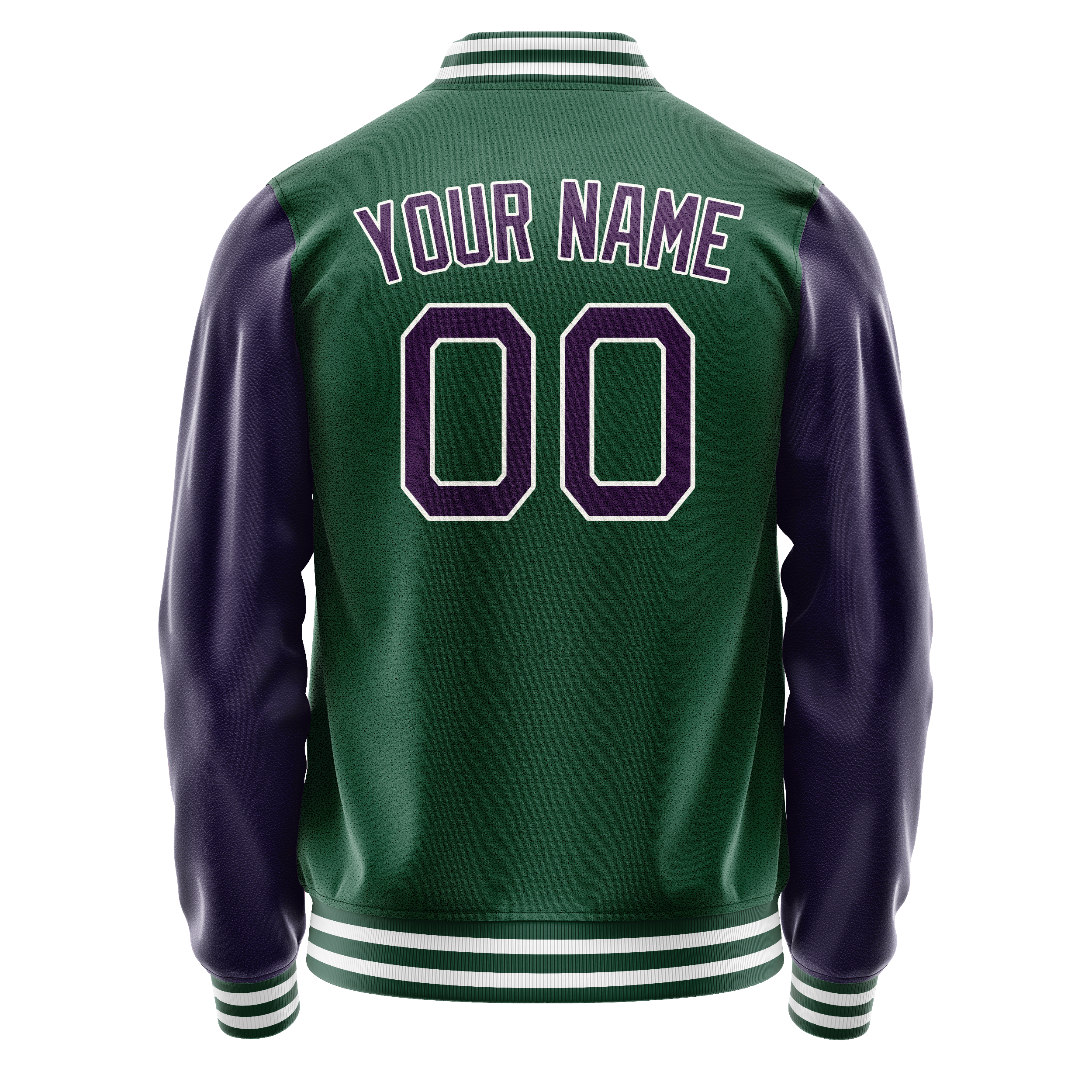 Personalized Green & Purple Solid Color Varsity Letterman Jacket