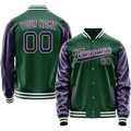 Personalized Green & Purple Solid Color Varsity Letterman Jacket