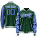 Personalized Green & Light-Blue Solid Color Varsity Letterman Jacket