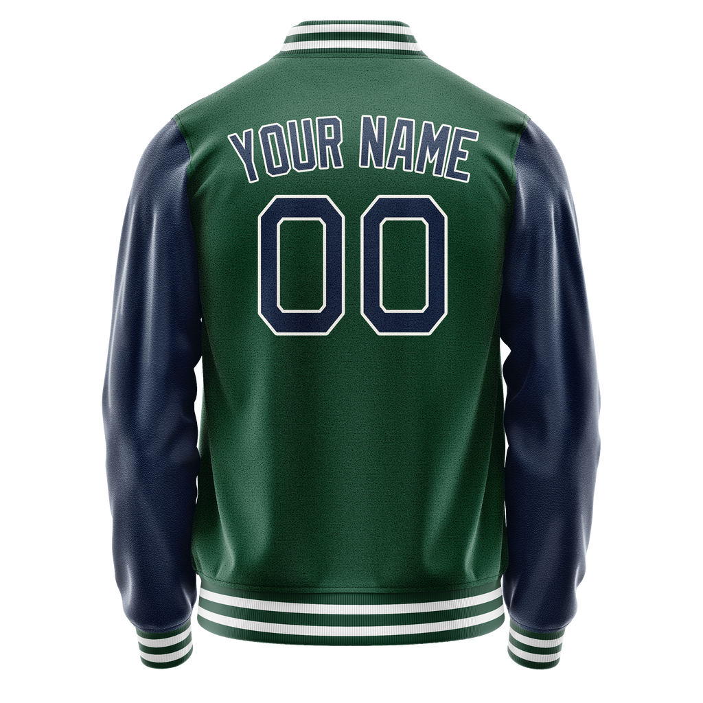 Personalized Green & Blue Solid Color Varsity Letterman Jacket