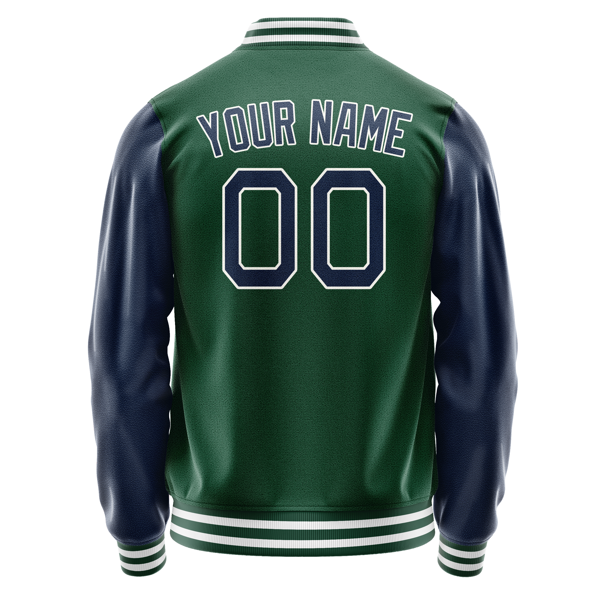 Personalized Green & Blue Solid Color Varsity Letterman Jacket