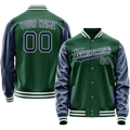 Personalized Green & Blue Solid Color Varsity Letterman Jacket