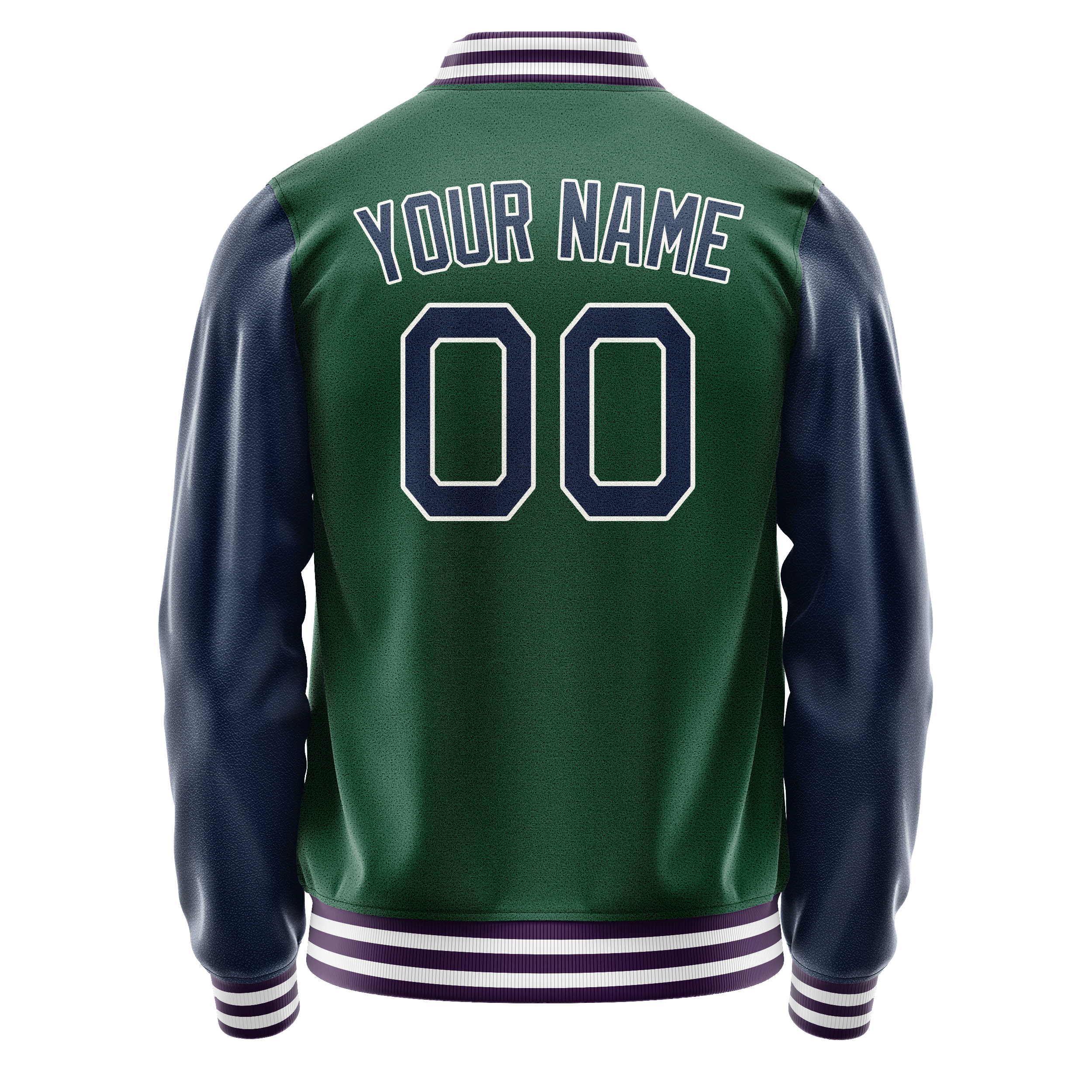 Personalized Green & Navy Solid Color Varsity Letterman Jacket