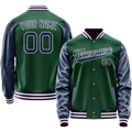 Personalized Green & Navy Solid Color Varsity Letterman Jacket