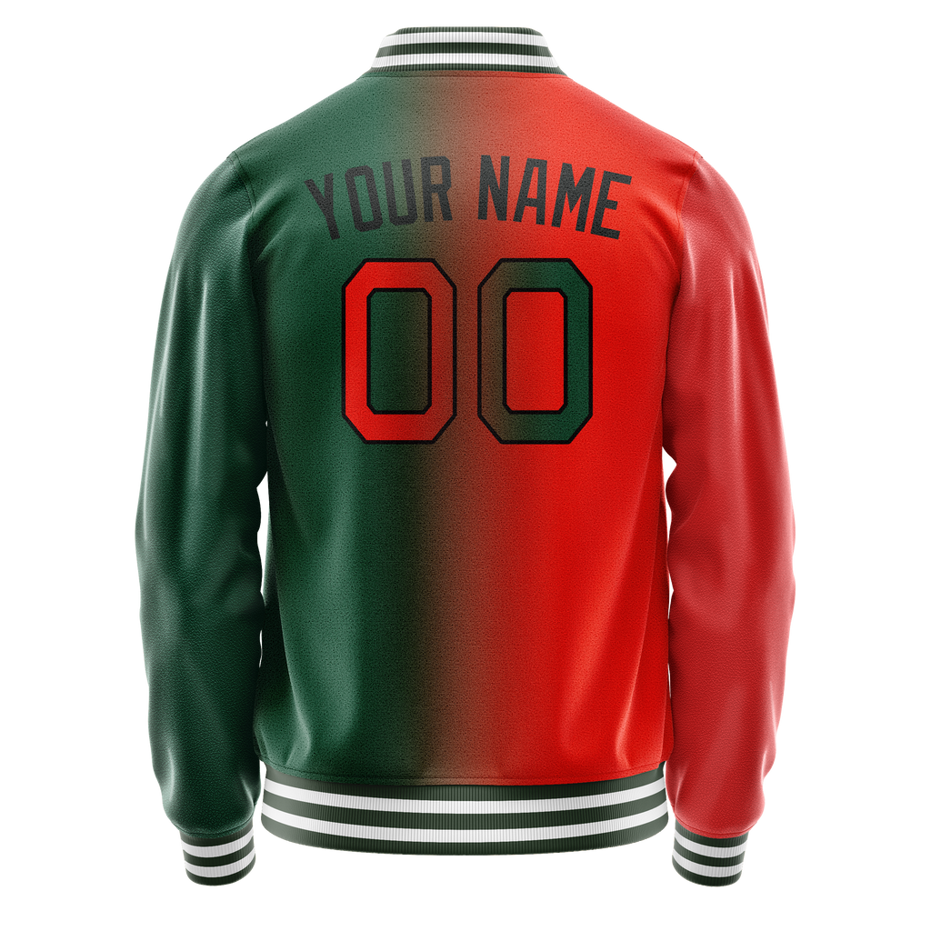 Personalized Green & Orange Gradient Varsity Letterman Jacket