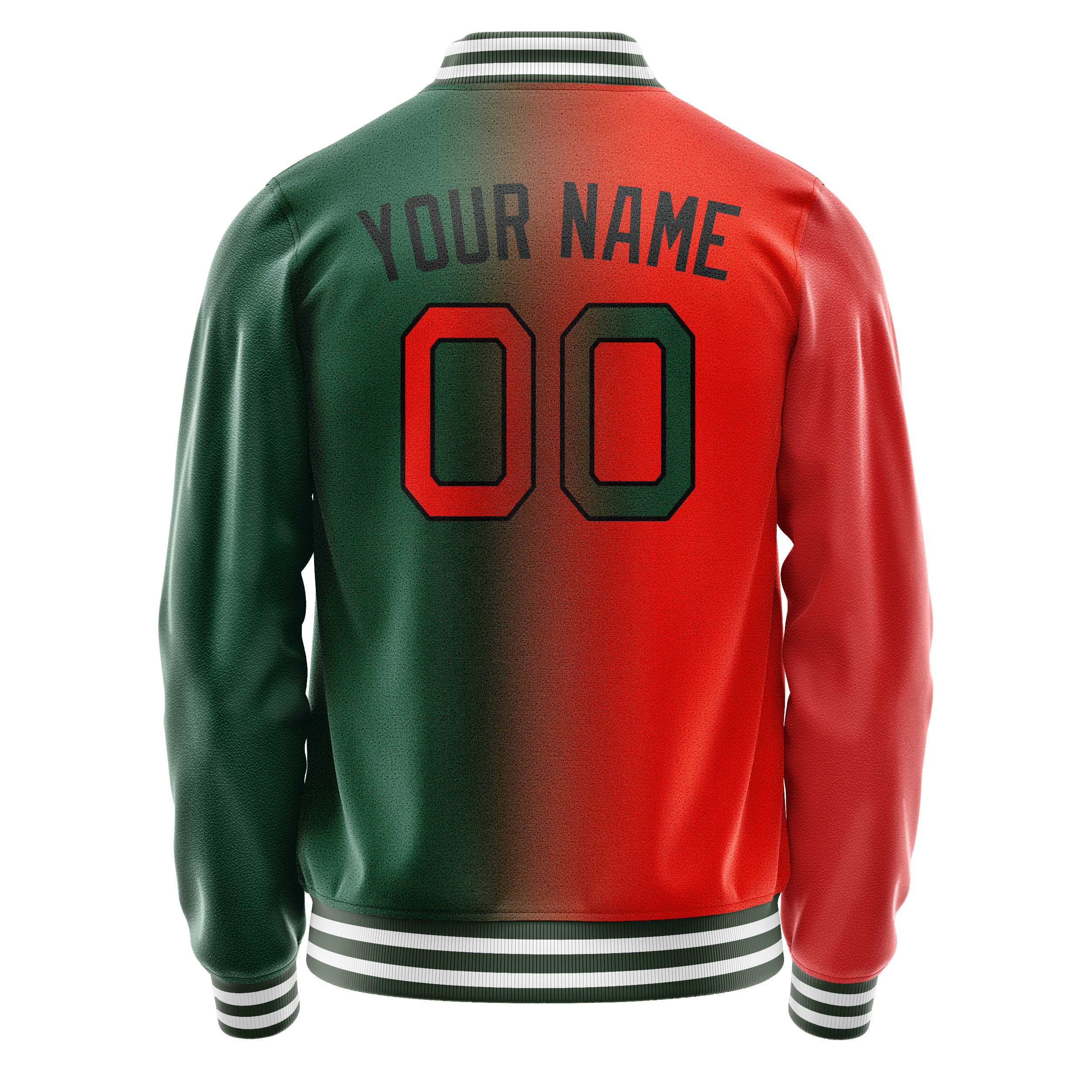 Personalized Green & Orange Gradient Varsity Letterman Jacket