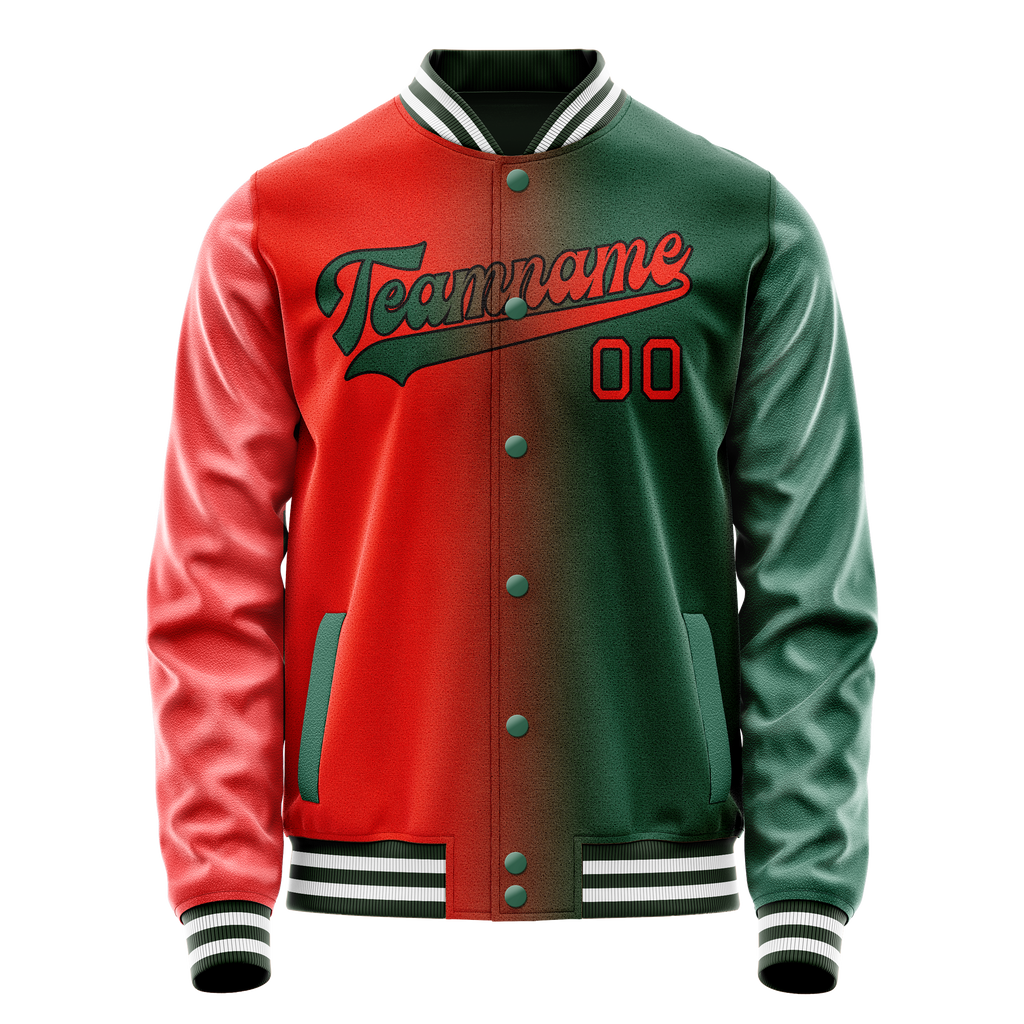 Personalized Green & Orange Gradient Varsity Letterman Jacket