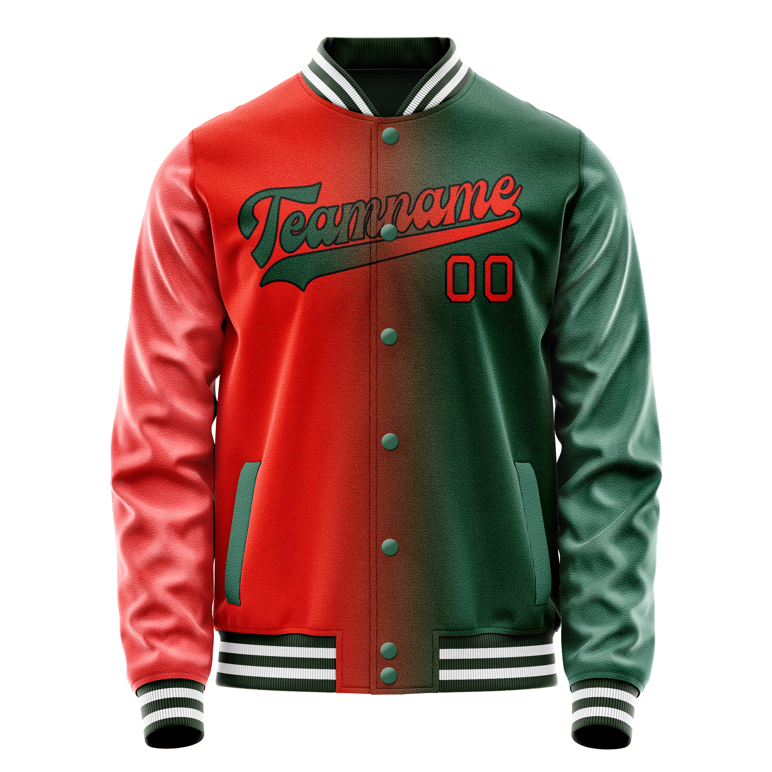 Personalized Green & Orange Gradient Varsity Letterman Jacket