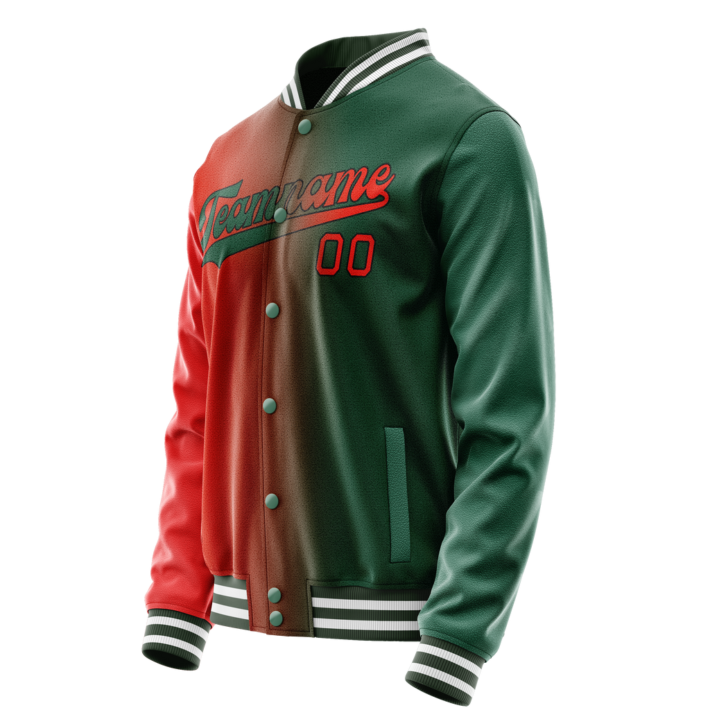 Personalized Green & Orange Gradient Varsity Letterman Jacket